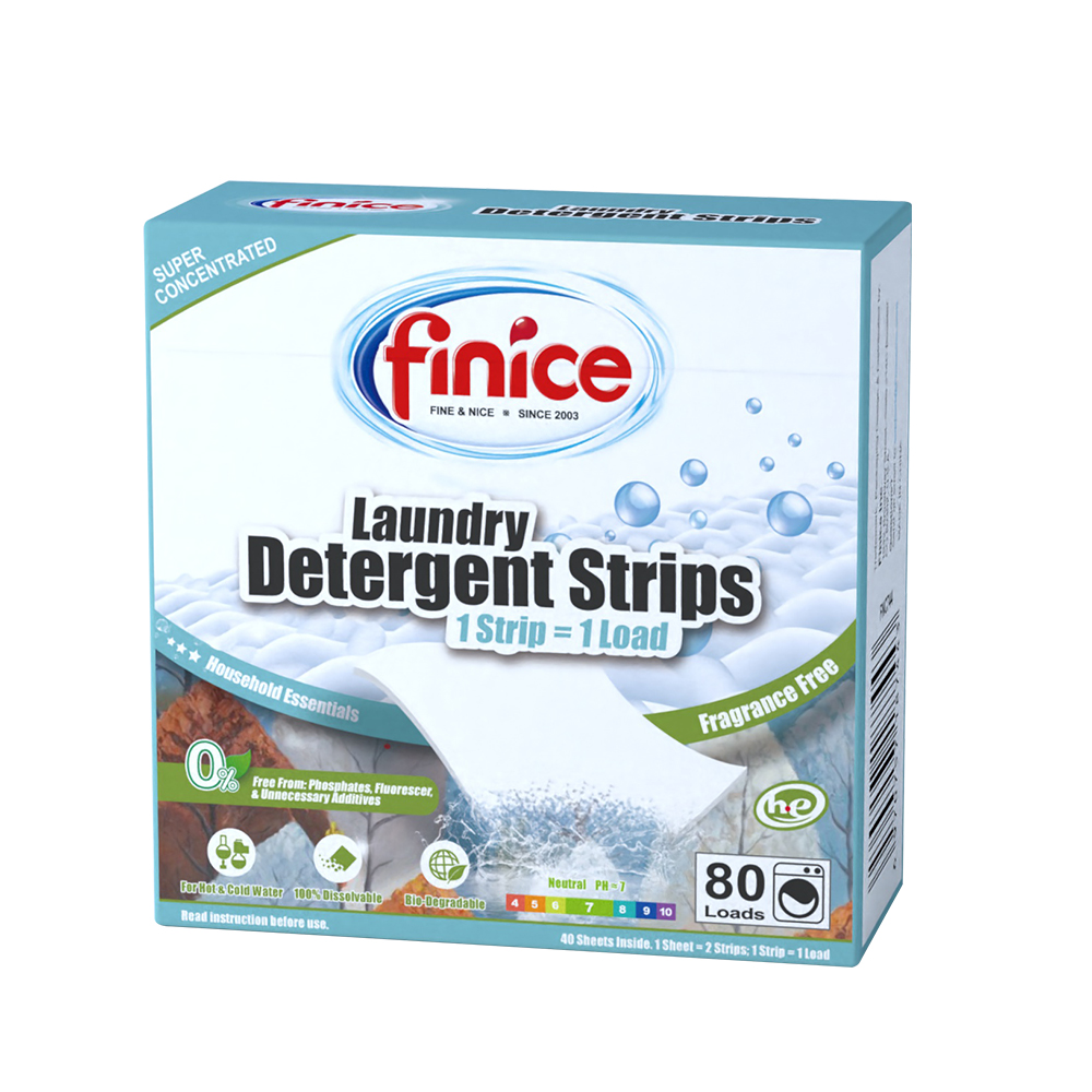 Finice Widely Used For Hot And Cold Water Plant based Formulation Laundry Strips Laundry Detergent Sheets