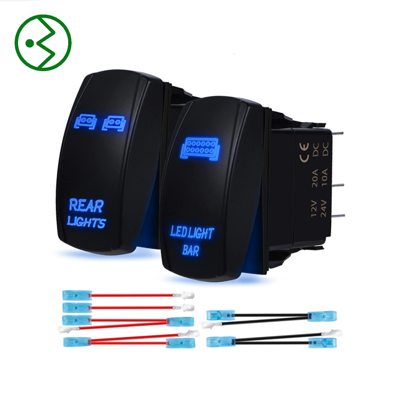 Кулисный Переключатель 12V 24V ON/Off переключатель синий светодиодный свет бар задние фонари 5 Pin SPST звуковой сигнал для Авто Грузовик Лодка морской UTV