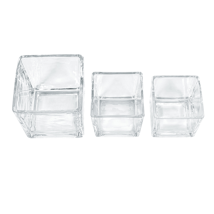 Wholesale Muti-function 60/100/150/200/250/550ml Clear Wide Mouth Glass Candle Holder Empty Glass Jar Square Shape Candle Jar