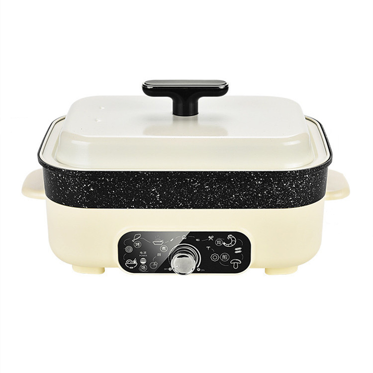 Electric hot pot household large capacity 5L non-stick electric hot pot frying and frying one dormitory barbecue multi-function