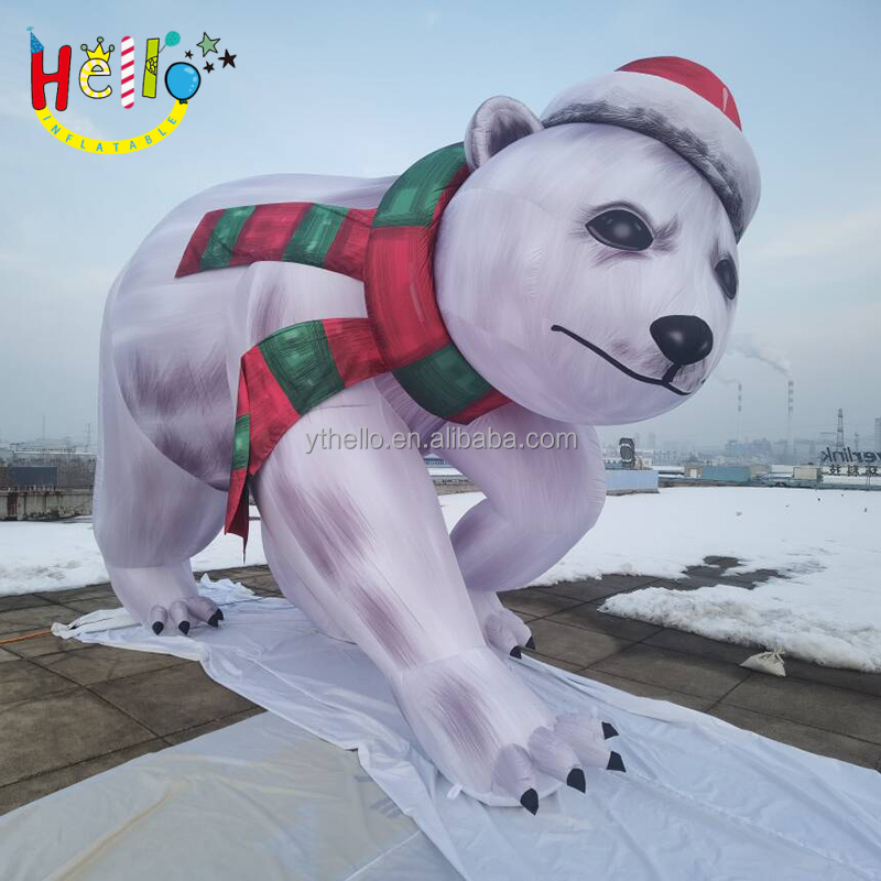 christmas decorations animal model balloon large inflatable white polar bear with red hat scarf
