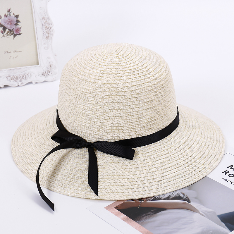 Wholesale fashion summer hats women beach straw hat outdoor travel with black belt