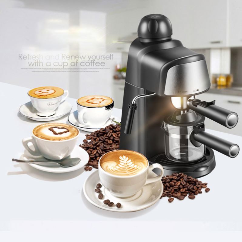 Mini Professional Italian Semi-Automatic Espresso Roasting Coffee Make Machine Home Milk Foam Steam Coffee Maker Machine