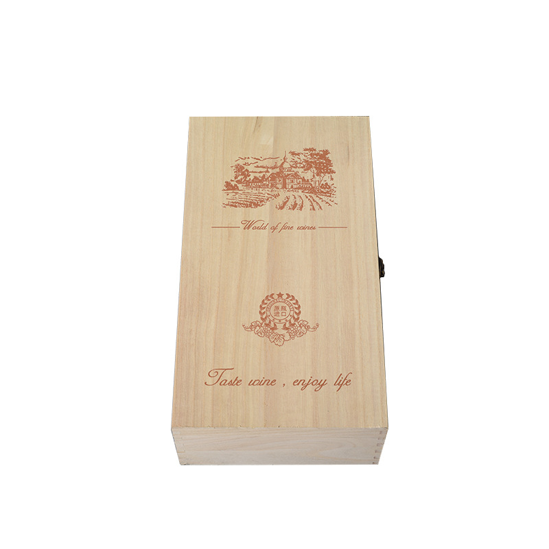 Wholesale Gift Boxes Handmade Luxury Eco Friendly Recyclable Portable Double Wood Wine Gift Boxes