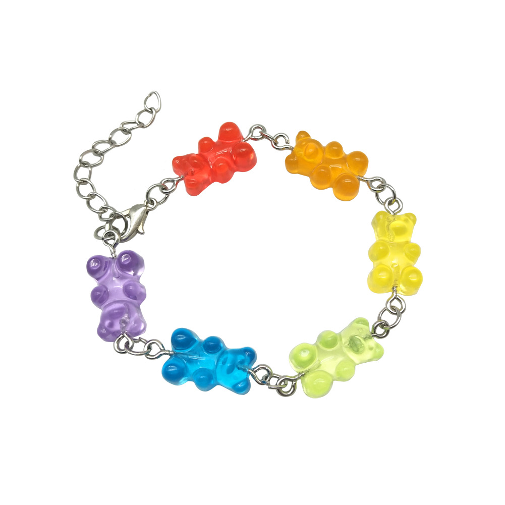Western style candy bracelets color bear fudge shape resin bracelet for cute girl gift