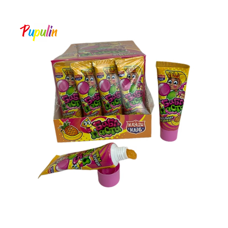 Wholesale OEM ODM Liquid Bubble Gum with Fruity Flavor Chewing Gum for Funny Toothpaste Shape Jam Candy