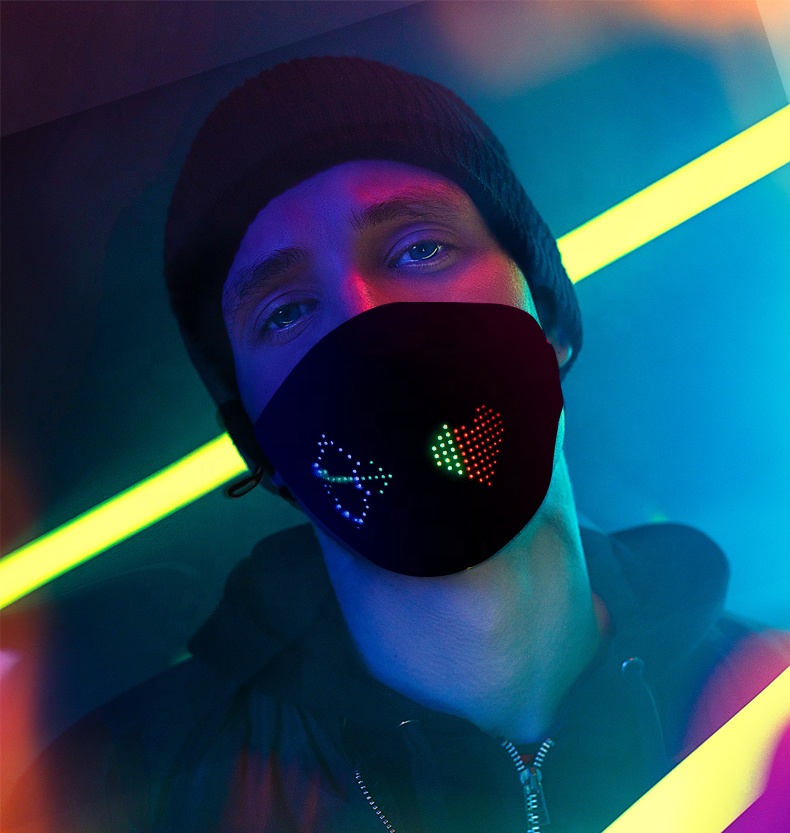 Пылезащитный светящийся фестиваль программируемый APP дисплей DJ Хэллоуин светящийся Вечеринка Rave Face Светодиодные Маки