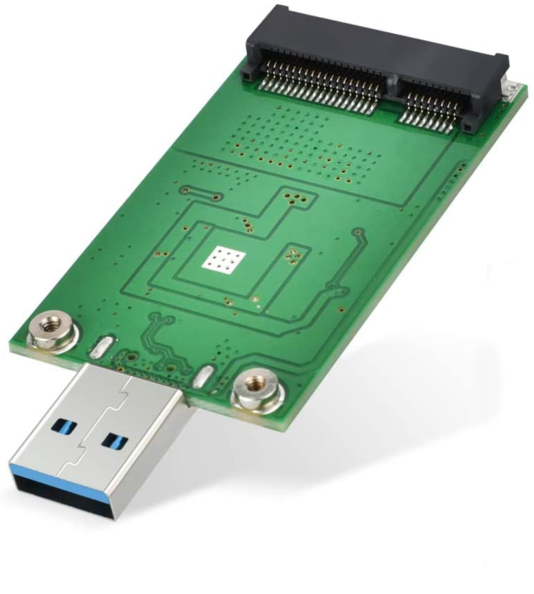 mSATA Adapter, mSATA to USB 3.0 Adapter, USB mSATA SSD Reader, 50mm Mini SATA Converter as Portable Flash Drive External