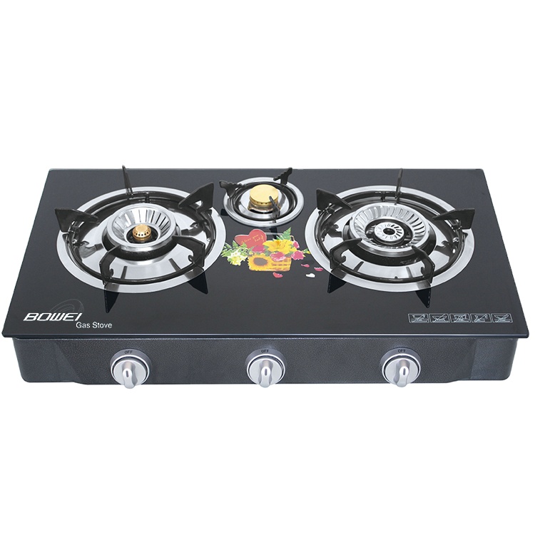 home use tempered glass top cover 3 burner gas stove table gas stove spare parts gas hob