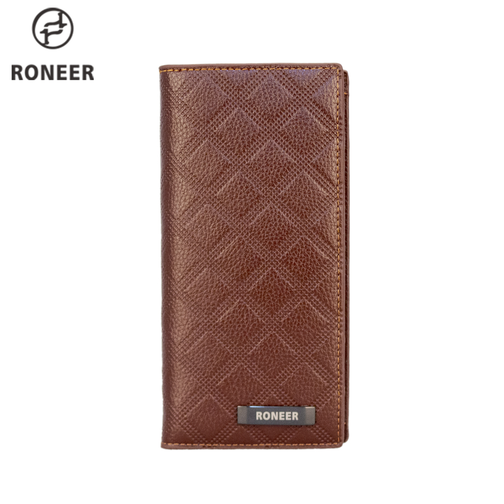 Roneer OEM custom men long wallet pu leather wallet card holder with phone pocket easy for outgoing