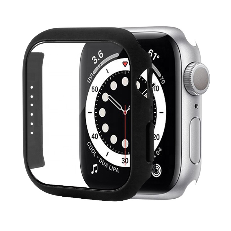 Полное стекло + крышка для Apple Watch Серия 7 41 мм 45 мм защитный бампер устойчивый к царапинам чехол для iwatch 41 мм 45 мм
