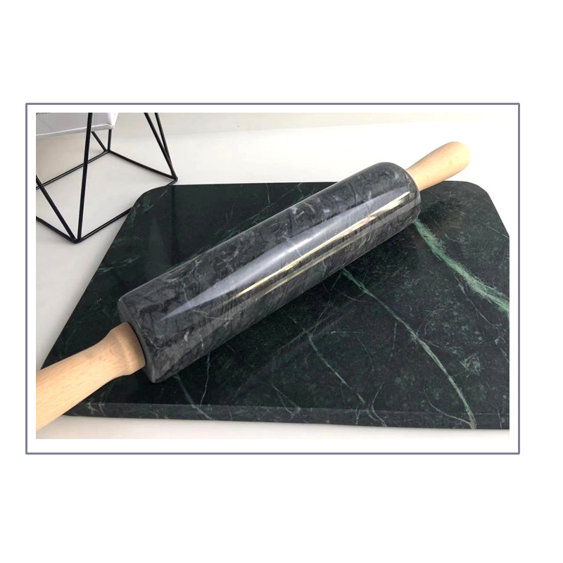 The natural marble stones wedding birthday party vintage rolling pin with wooden handle and base