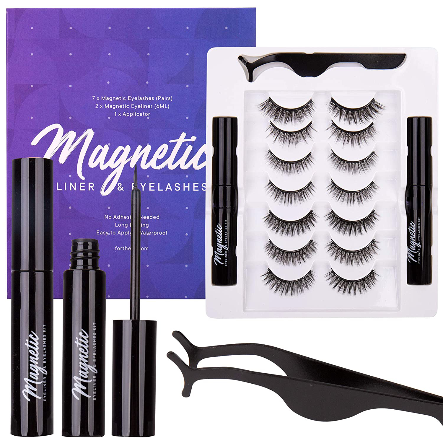 2020 newest magnetic eyelashes and eyeliner with tweezers false eyelashes 3d mink eye lash kit