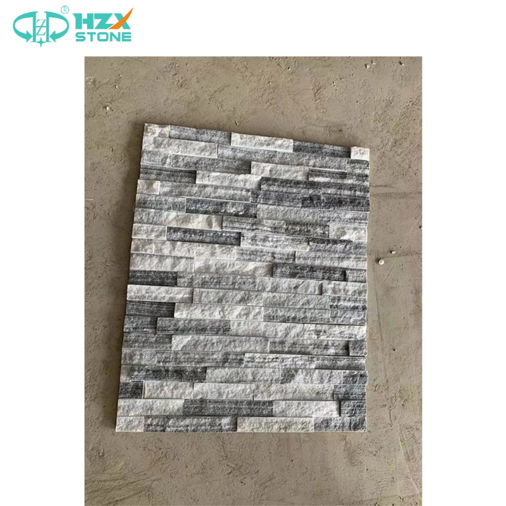 HZX Custom-Size White Grey Natural Culture Stones Veneer for Hotel Exterior Wall Cladding and Ledge Stone Design