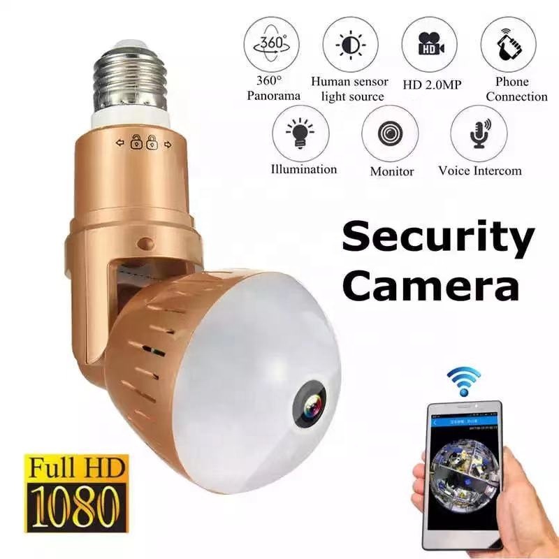 2021 1080P HD Новое поступление 360 WIFI беспроводная скрытая камера с лампочкой Мини шпионская камера с ночным видением Обнаружение движения