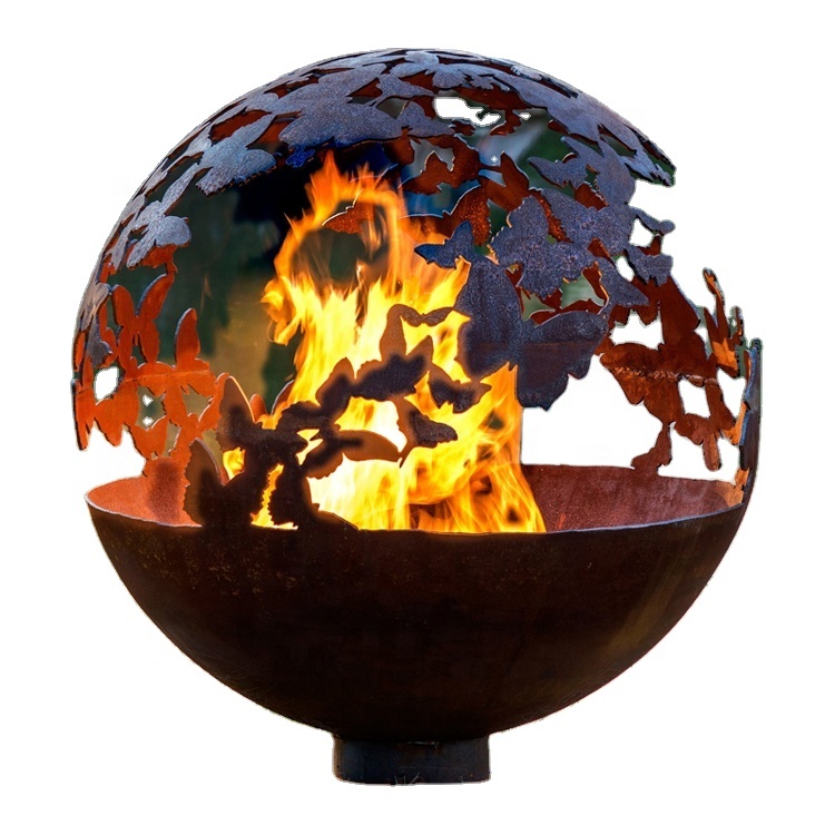 Открытый Забавный corten стальной огненный шар