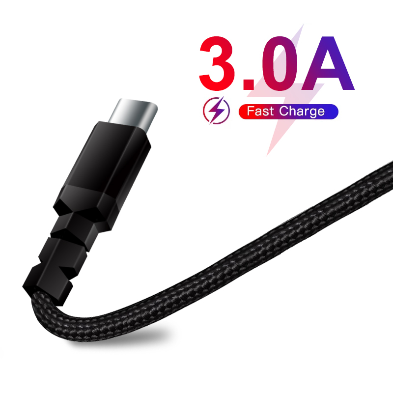 Аксессуары для мобильных телефонов usb кабель с нейлоновой оплеткой 3A type-C,2.4A быстрой зарядки android usb кабель для передачи данных, PD USB-C кабель из-за освещения