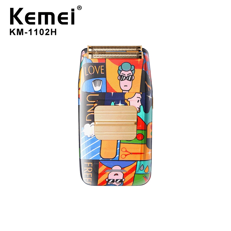 Kemei KM-1102H модная мужская электрическая бритва с двойным лезвием электрическая бритва для мужчин, индивидуальный граффити, машинка для бритья волос