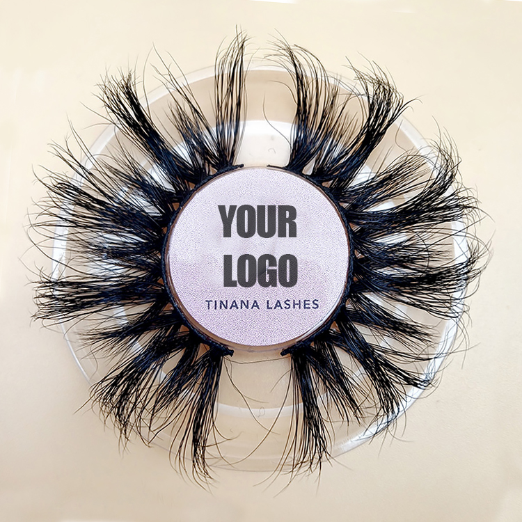 Wholesale fluffy full Strip Lashes dramatic 25mm mink eyelash vendor customized boxes