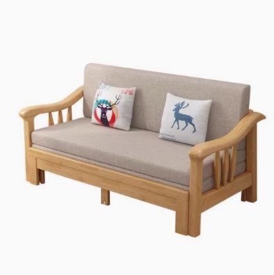 Foldable Sofas Home Fabric Furniture Solid Wood Multifunctional Sofa Bed sofa extendible Comfortable Grey Color
