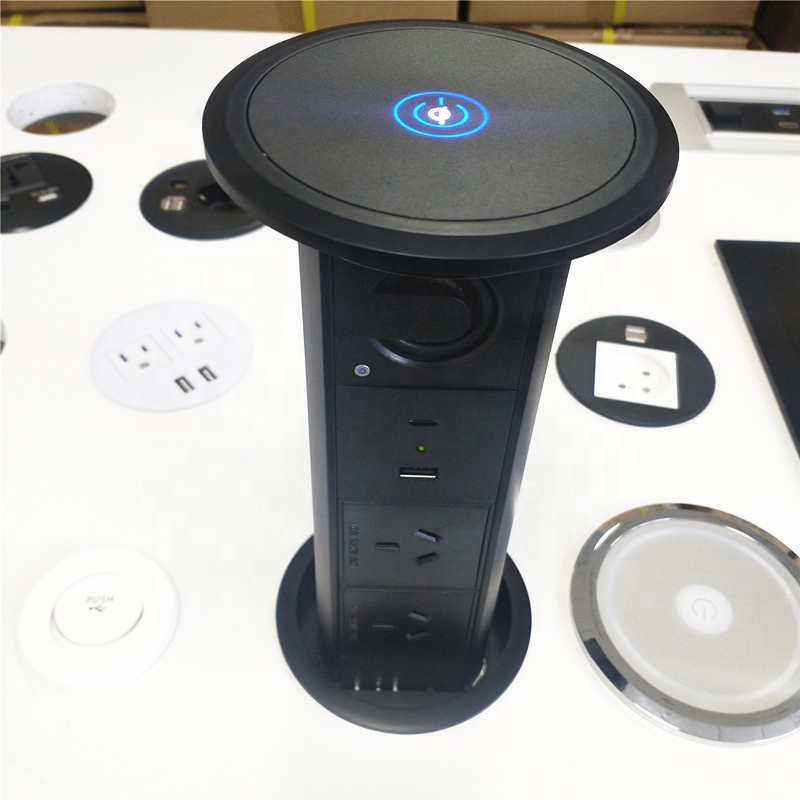 3 AC AU выход USB A + USB-C моторизованный кухонная столешница Pop Up мощность акустическая система беспроводной разъем для зарядного устройства