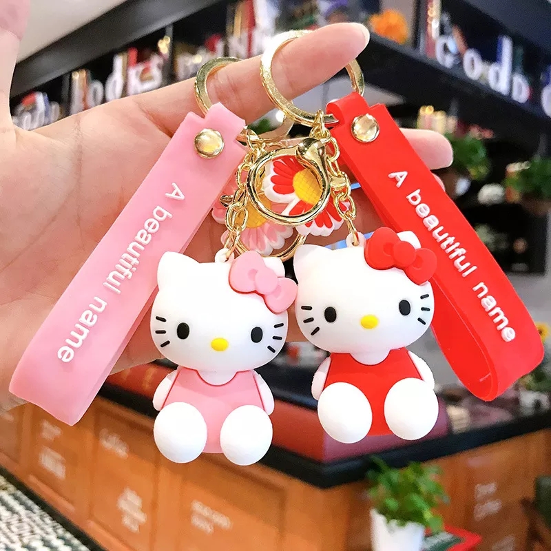 Персонализированный милый мультяшный 3D брелок Hello Kitty ремешок для браслета автозапчасти сумка декоративная кукла ПВХ золотой брелок подарок