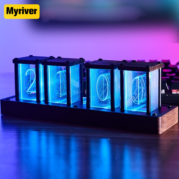 Myriver 2022 индивидуальные круглые часы 10-дюймовые дешевые пластиковые настольные часы Nixie Tube Clock