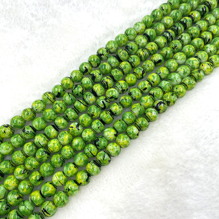 Factory Wholesale Green Picture Beads 4mm 6mm 8mm with Plating Technique for Jewelry Making