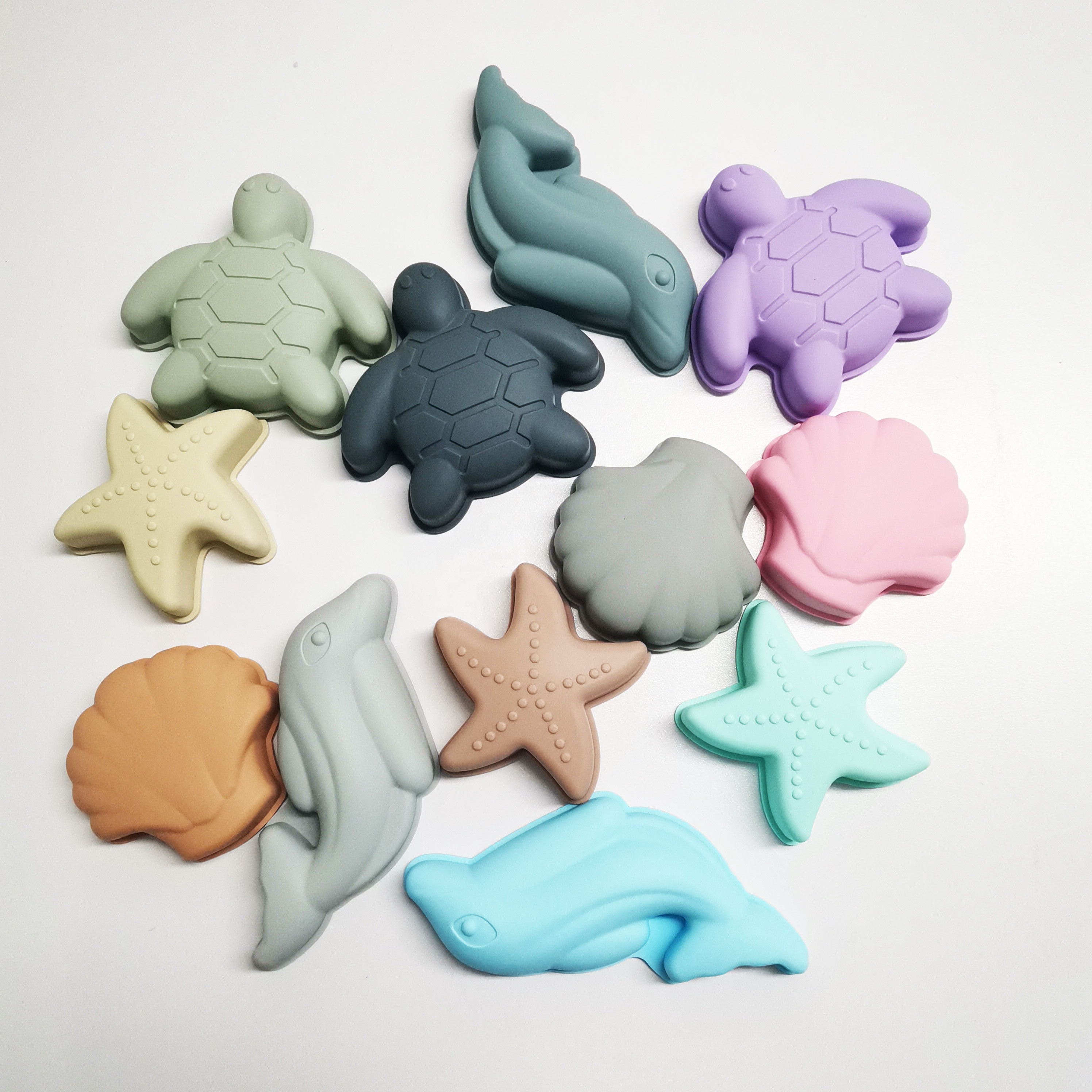 4pcs Eco Friendly Silicone Ocean Animal Bathroom Fun Toys Summer Beach Sea Toys For Baby Toddler