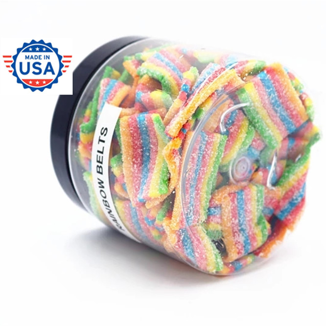 Оптовая цена из США экстракт КБР масло изолированный КБР Gummies радужные полосы 8 унций 500 мг Упакованные в банки