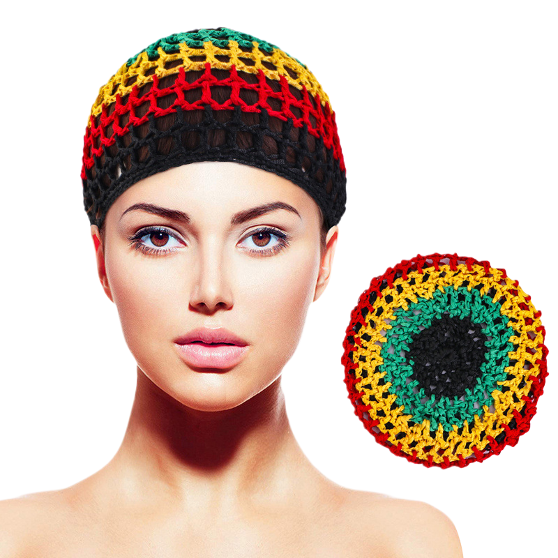 Uding Jamaica red, yellow, black and green color hand-crocheted mesh headstock FW-13