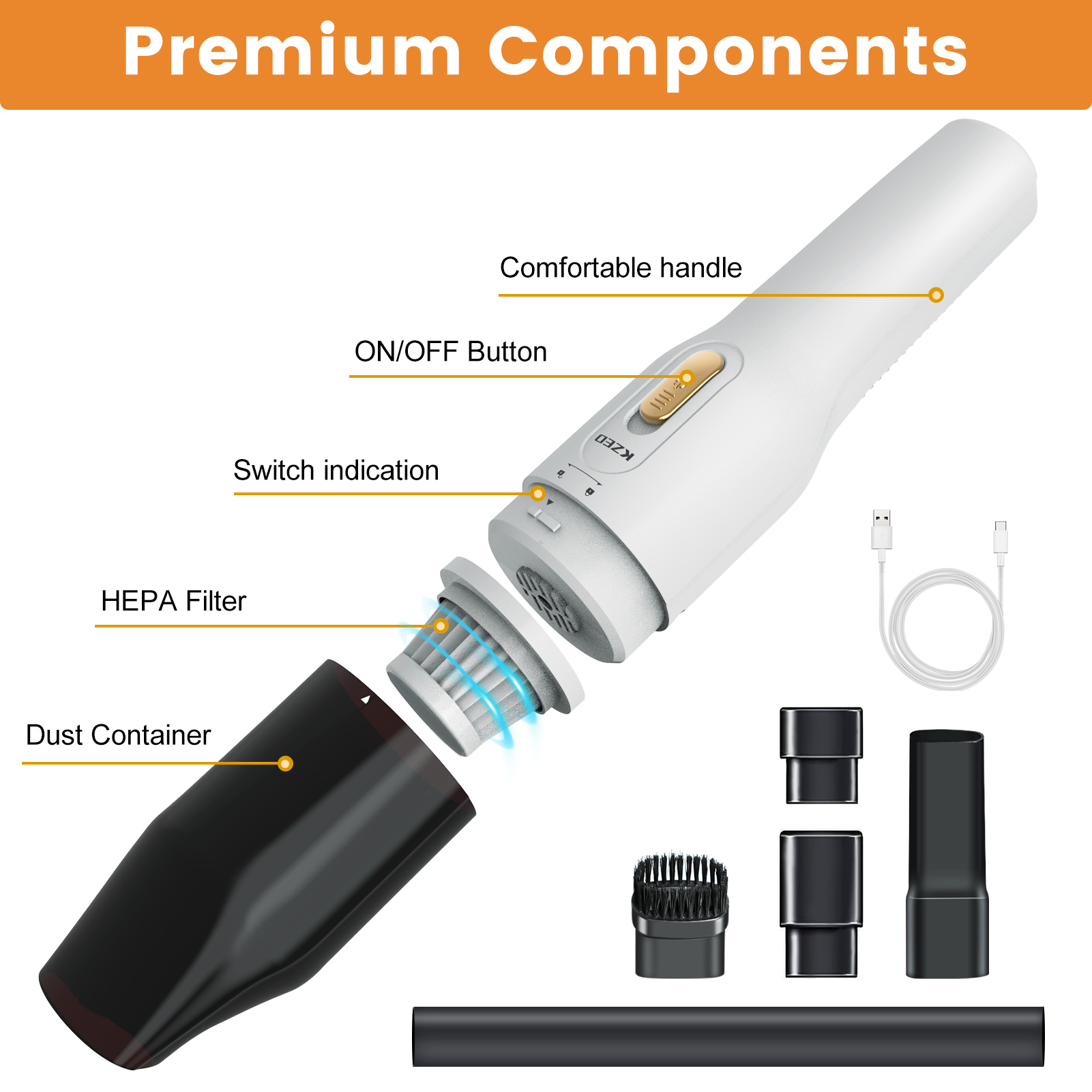 7.4V 8500Pa Mini Portable Car Washer Vacuum Cleaner Handheld Wireless Vacuum