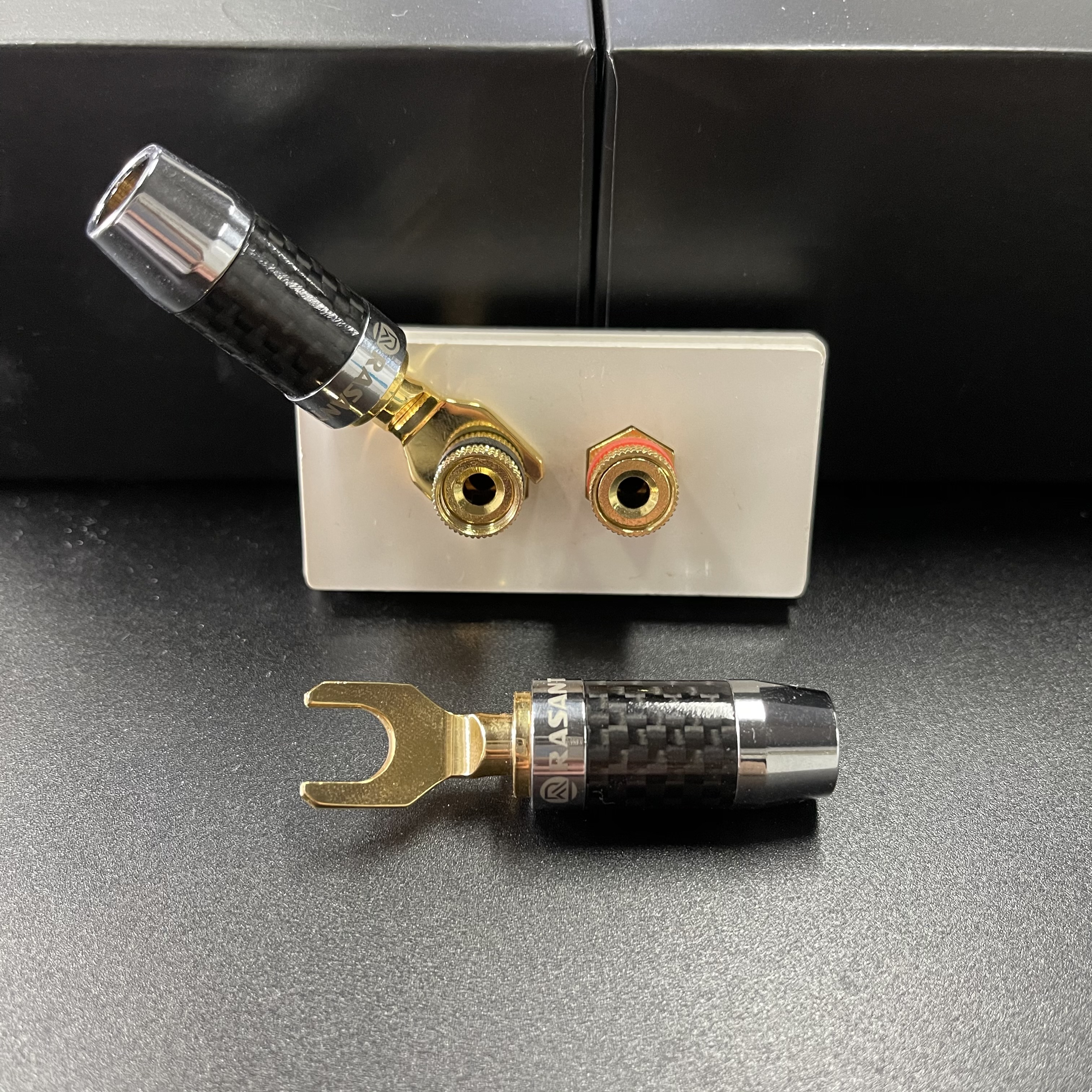 Audio Mount Connectors 24K Gold Plating Copper Hifi Speaker Banana Plugs Video Audio Connector