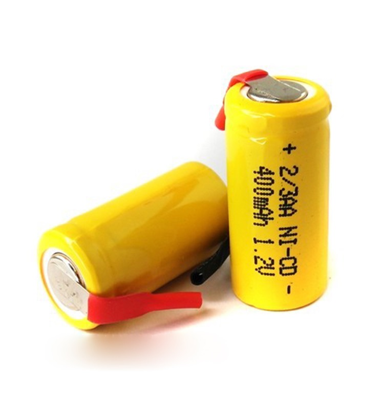 Ni-Cd 2/3AA 400mAh 1,2 V перезаряжаемая батарея с припоем