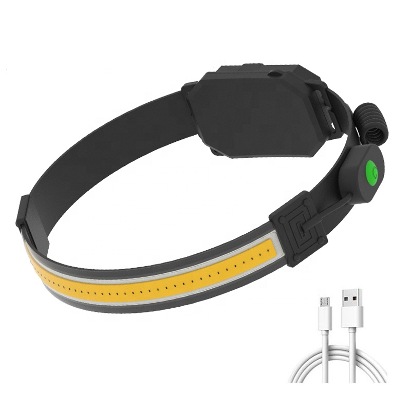 2021New Product Hot Sales Ultra-Low Profile Durable Elastic USB Rechargeable Headband Light COB Light Bar Headlamp
