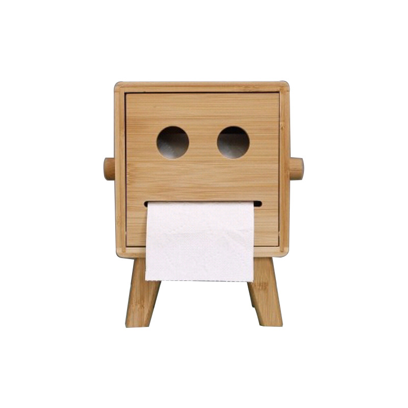 Modern Tissue Box Cover Square Toilet Paper Holder for Bathroom Creative Robot Shaped Bamboo Bathroom Tissue Box Holders