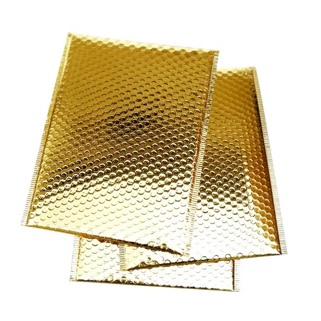 Wholesale Colored Poly Metallic Custom Printed Gold Foil Bubble Mailer Padded Envelopes