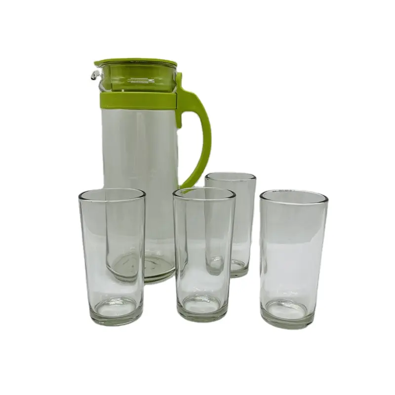 Guaranteed Quality Glass jug 5-piece cold water bottle set Water lead-free glass Hot Juice Tea Jug