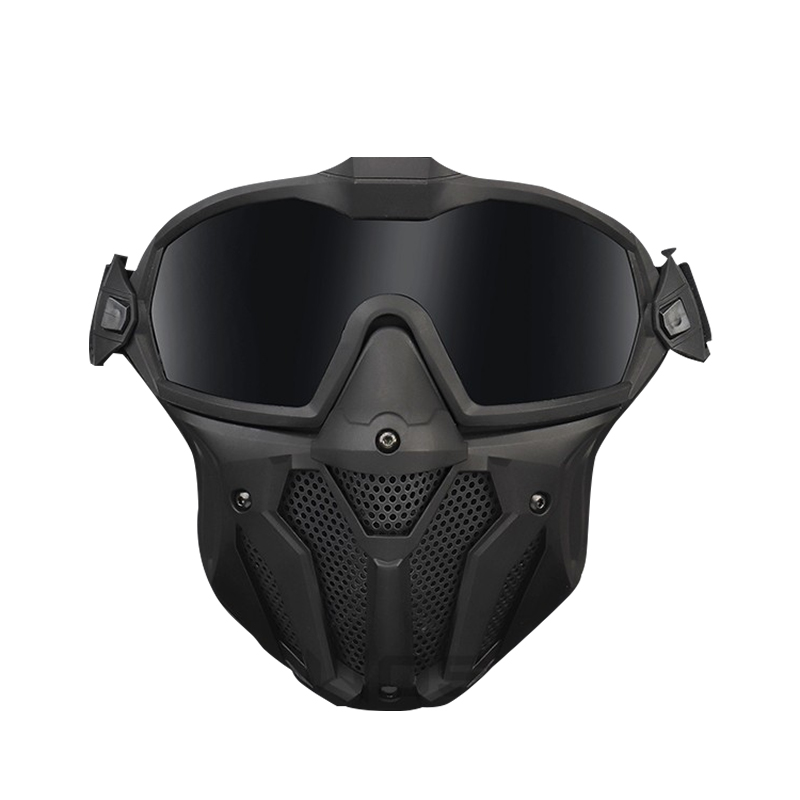 Breathable Tactical Military Anti-fog Mask Protective Airsoft Cs War Game TPU Face Cover With Goggles