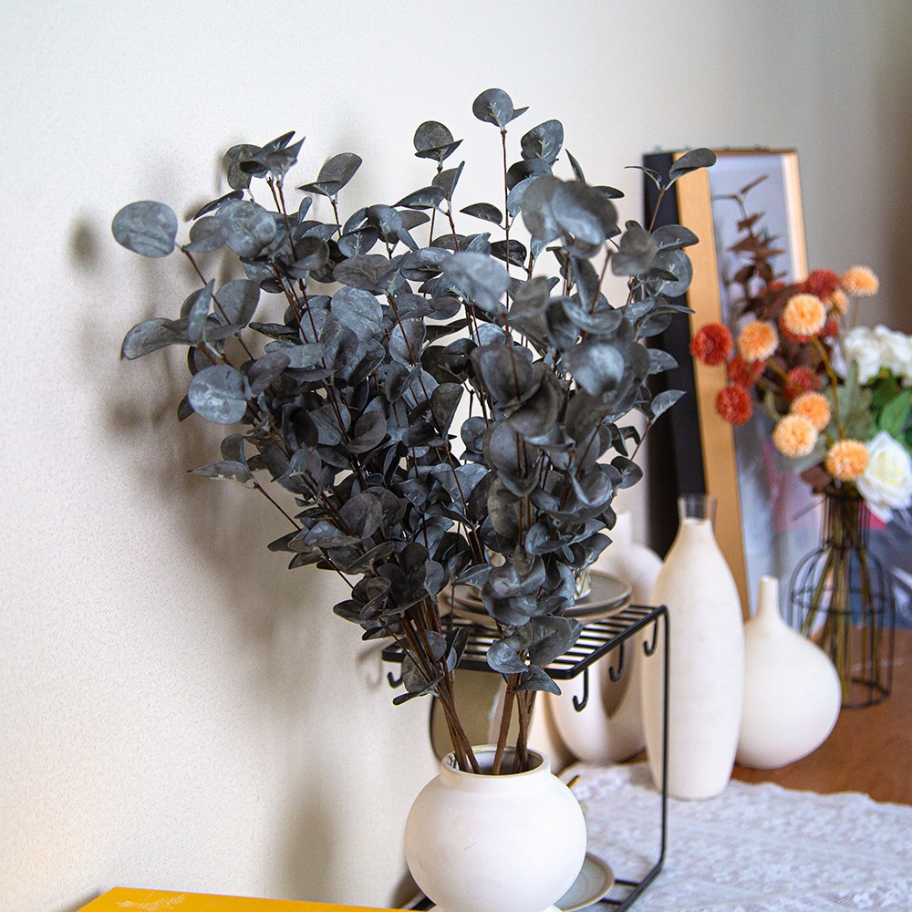 Wholesale Faux Greenery Silver Dollars Stems Seeded Foam Artificial Eucalyptus Branch For Wedding Home Decor Arrangement