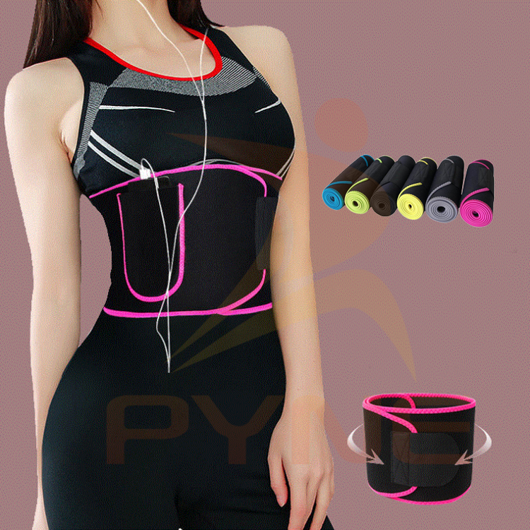 Customized Logo Sweat Bands Neoprene Waist Trimmers Slimming Belt With Pockets