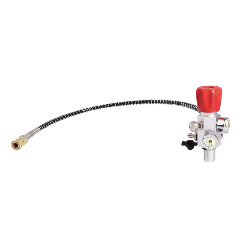 New Red paintball fill station paintball pcp air gun charging valve dual gauge up to 4500psi with 20" high pressure hose