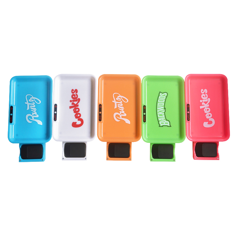 Поднос для печенья с логотипом на заказ, светящийся поднос, USB перезаряжаемые подносы для курения со шкалой