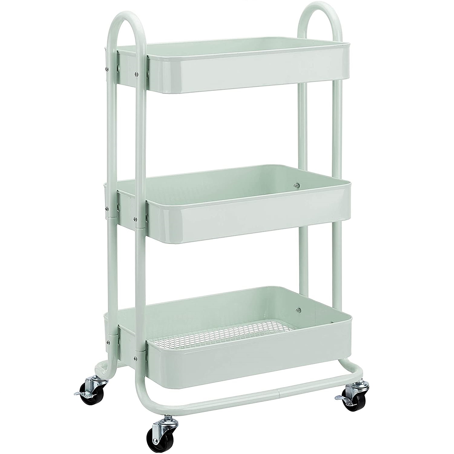 3-Tier Rolling Utility or Kitchen Cart Mint Green