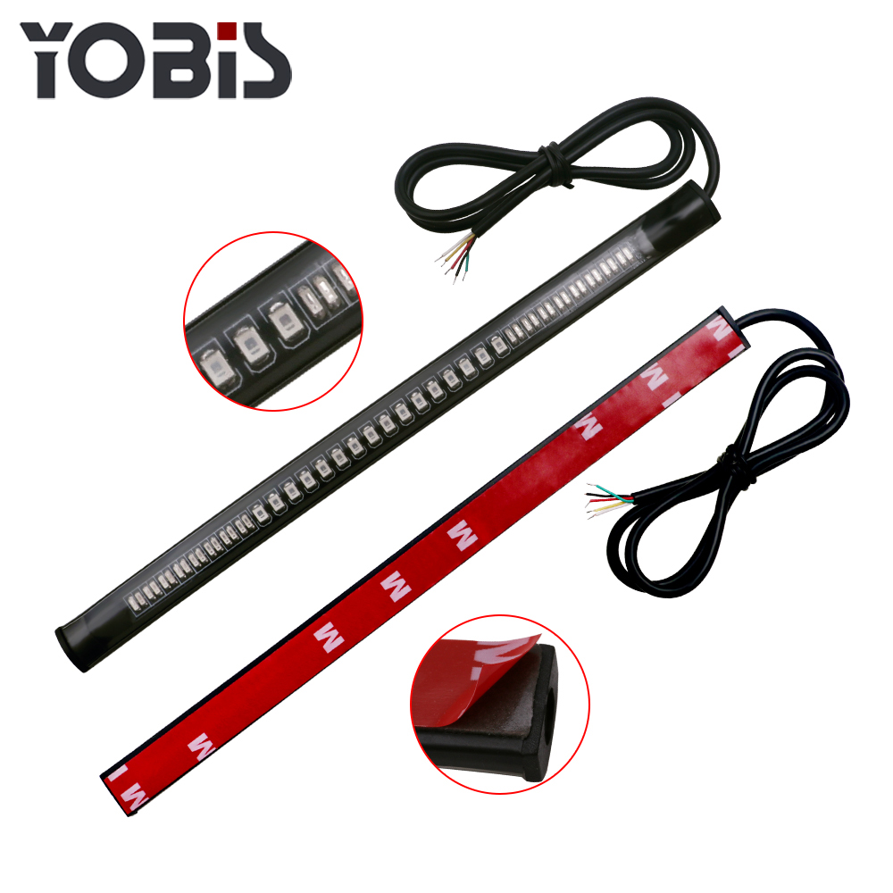 Светодиодная лента Yobis для стоп-сигнала поворота, со встроенным 3528 SMD 48, задний фонарь для мотоцикла, 12 В