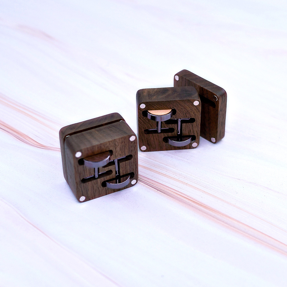 Wooden Cufflinks French shirt sleeve nails men's cuff nails high-grade buttons Cufflinks wooden cufflink box magnet