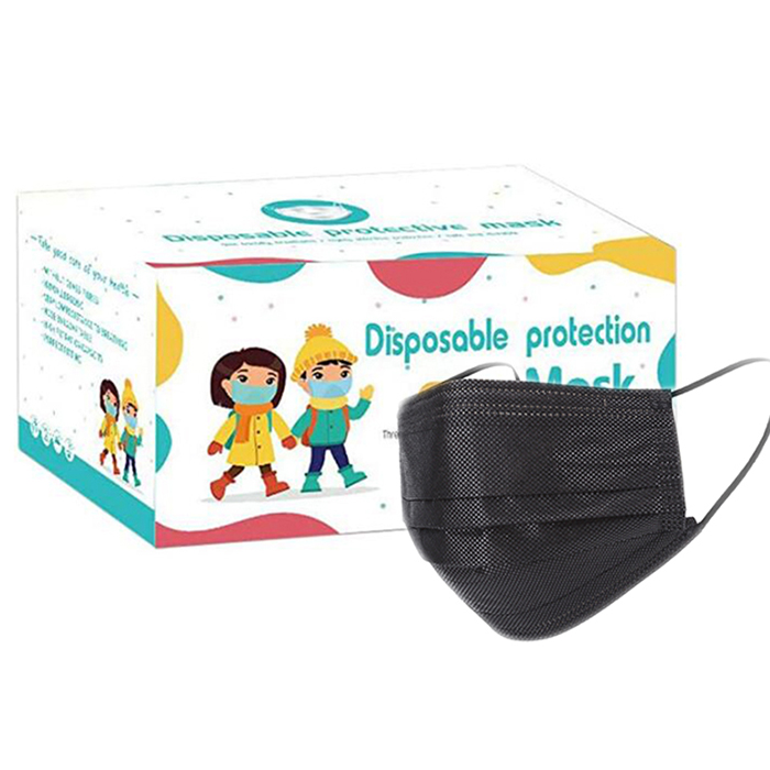 Wholesale Children Black Disposable Face Mask 3 Ply Dustproof Breathable Face Mask