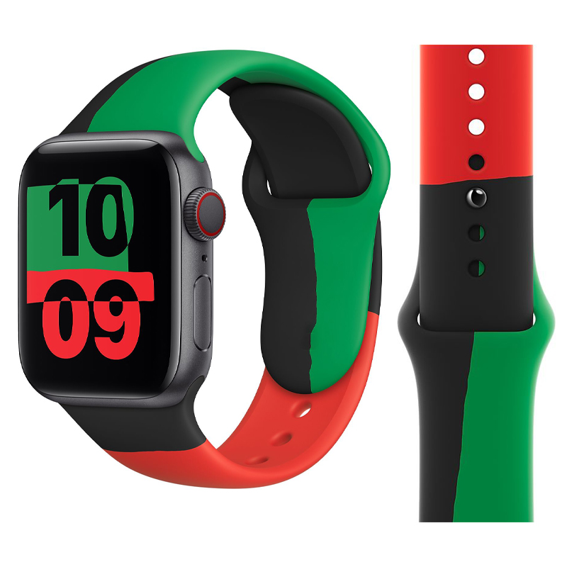 Ремешок силиконовый для Apple Watch Band 44 мм 40 мм 38 мм 42 мм, черный спортивный браслет для apple watch series 3 4 5 6 SE