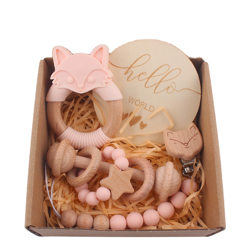Wooden Toys Colorful Baby Rattle Set Rattle Soother Bracelet Teether Set Montessori Toddler Toy Bell Gift
