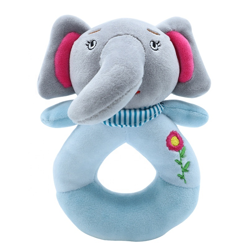 baby rattle toy rabbit hand bells wooden baby hand bell Plush soft safety baby rattles lovely animals